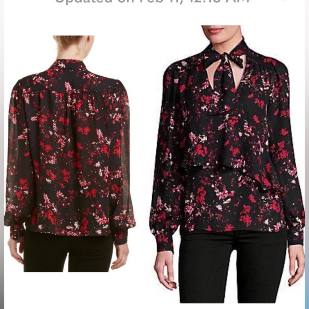 PARKER Blouse Ruffle Long Sleeve NWOT Tie Bow Small